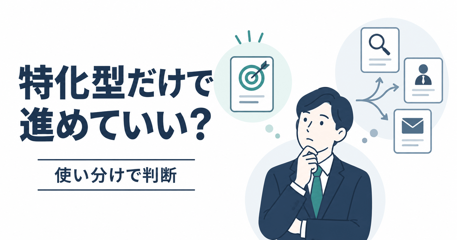 特化型転職エージェントだけで転職活動を進めてよいのか｜総合型・経験者向け・スカウト型との使い分けのアイキャッチ